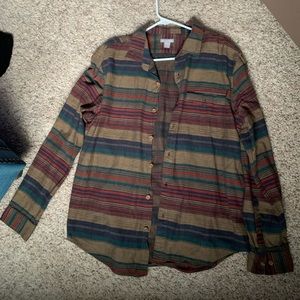 Brown Multi-color Button Up